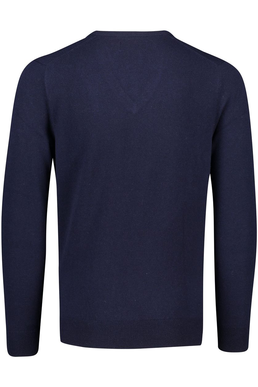 Polo Ralph Lauren trui donkerblauw effen wol met logo v-hals 