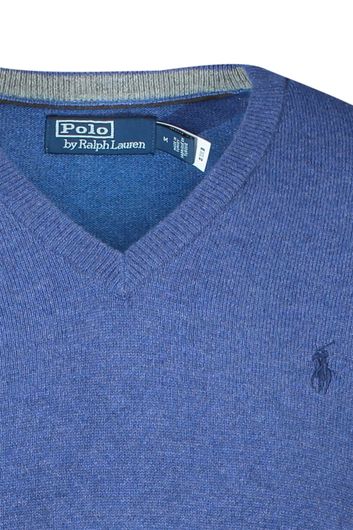 Polo Ralph Lauren trui v-hals blauw effen wol
