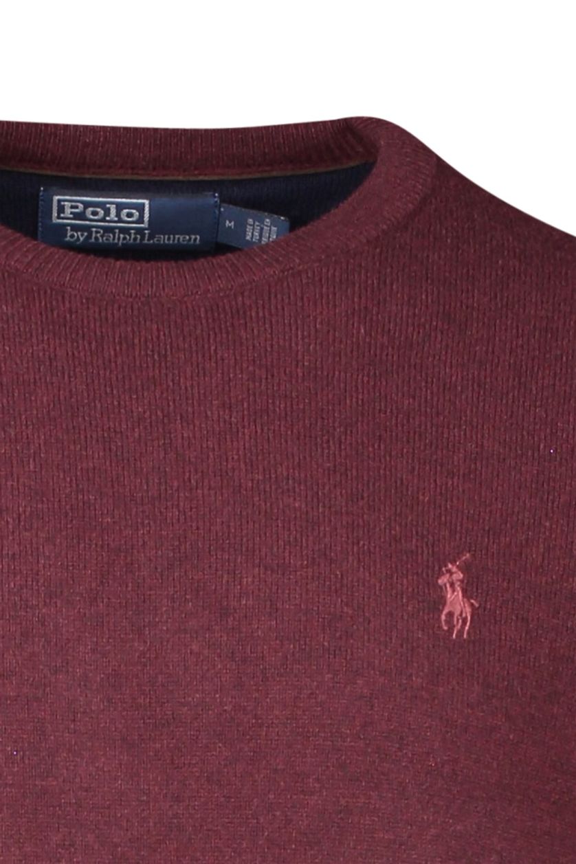 Polo Ralph Lauren trui bordeaux effen merinowol ronde hals met logo