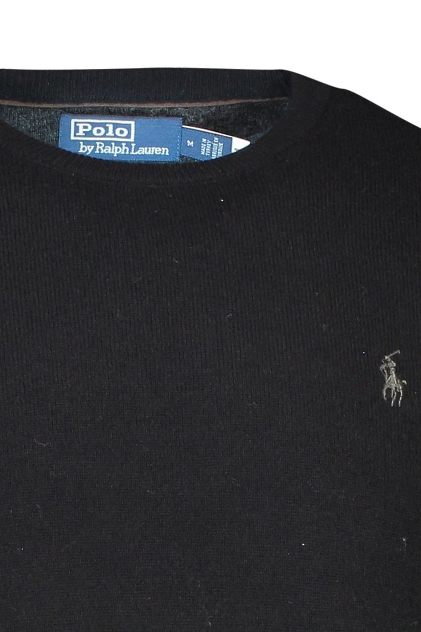 Polo Ralph Lauren trui zwart effen met logo merinowol