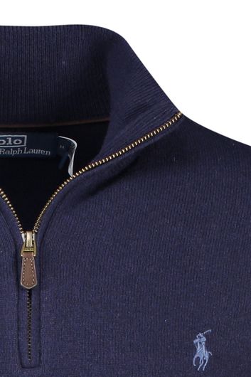Polo Ralph Lauren trui opstaande kraag donkerblauw effen merinowol