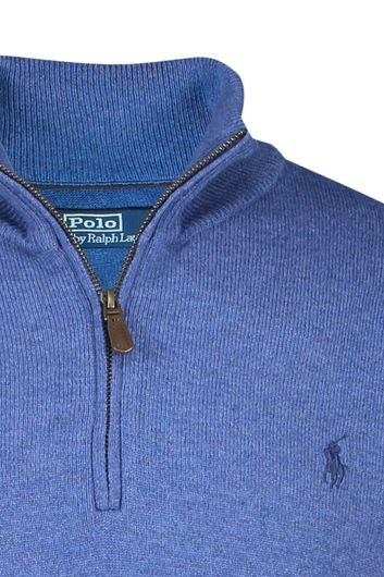 Polo Ralph Lauren trui opstaande kraag blauw effen merinowol