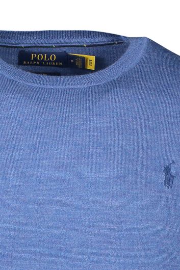 Polo Ralph Lauren trui ronde hals blauw effen merinowol