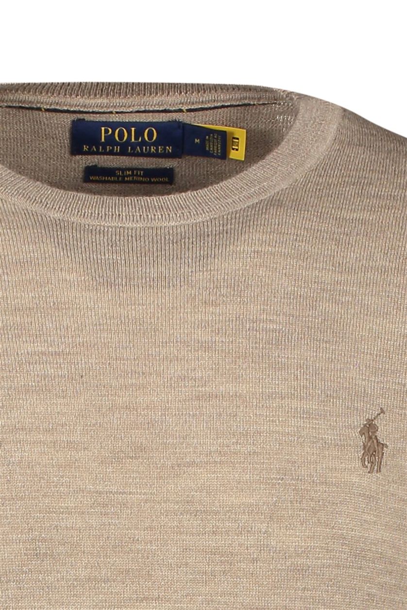 Polo Ralph Lauren trui beige effen merinowol ronde hals 
