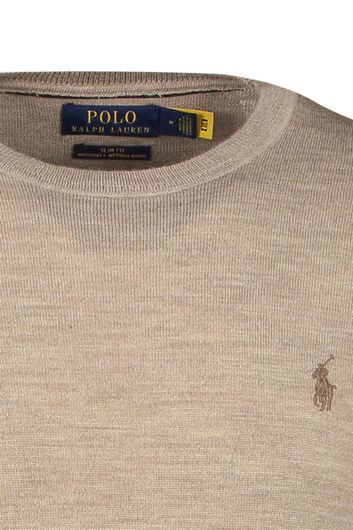 Polo Ralph Lauren trui ronde hals beige effen merinowol