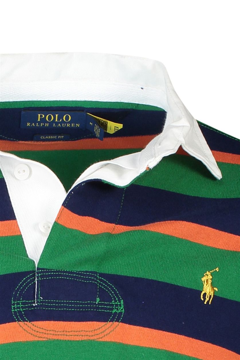Polo Ralph Lauren trui groen horizontaal gestreept katoen 3 knoops