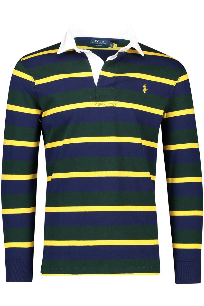 Polo Ralph Lauren trui groen gestreept katoen rugby kraag 