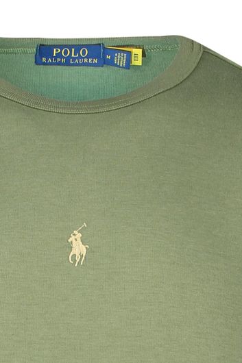 Polo Ralph Lauren trui ronde hals groen effen met logo katoen