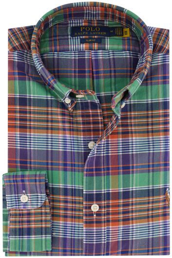 casual overhemd Polo Ralph Lauren Slim Fit paars geruit katoen slim fit 