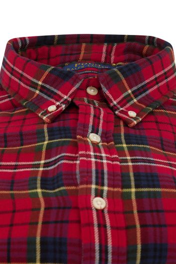 casual overhemd Polo Ralph Lauren Custom Fit rood geruit katoen wijde fit 