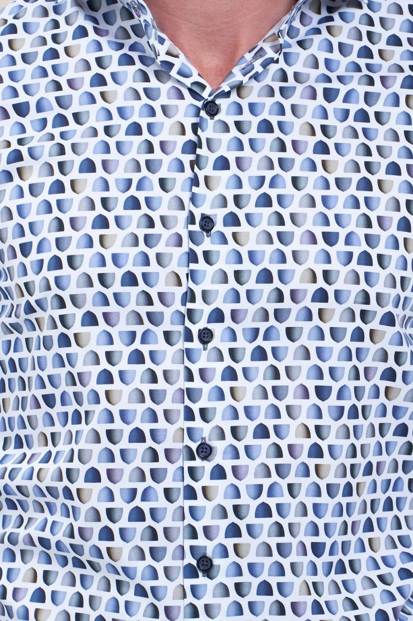 R2 zakelijk overhemd blauw geprint slim fit