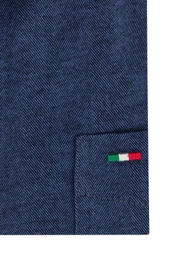 casual overhemd Portofino blauw effen katoen normale fit 