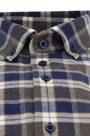 Portofino casual overhemd wijde fit donkerblauw geruit flanel