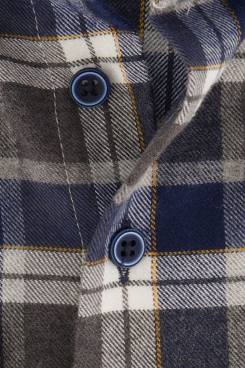Portofino casual overhemd wijde fit donkerblauw geruit flanel
