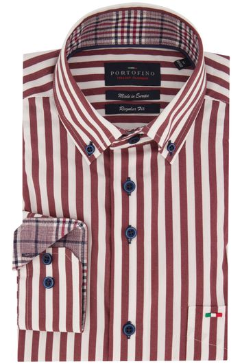 casual overhemd Portofino bordeaux gestreept katoen normale fit 