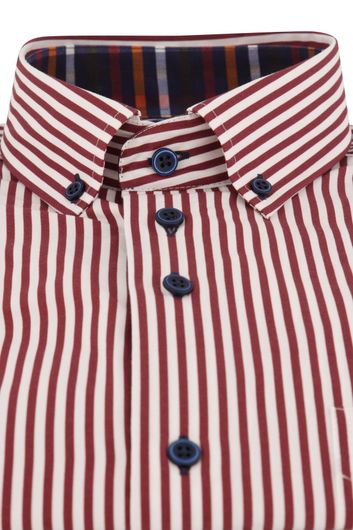 Portofino casual overhemd normale fit rood gestreept katoen