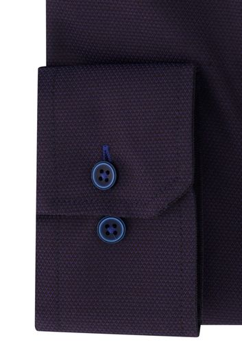 casual overhemd Portofino donkerblauw effen katoen normale fit 