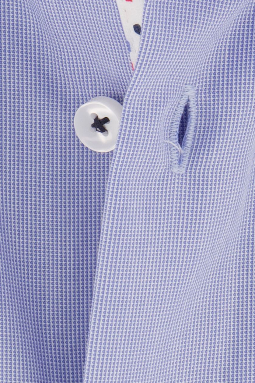 Seidensticker overhemd korte mouw Shaped lichtblauw geruit katoen slim fit