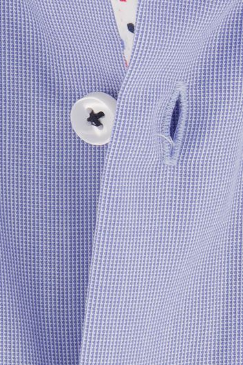 Seidensticker overhemd korte mouw Shaped slim fit lichtblauw geruit katoen
