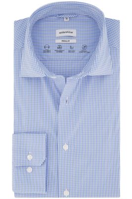 Seidensticker business overhemd Seidensticker Regular lichtblauw geruit synthetisch normale fit 