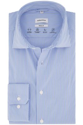 Seidensticker Seidensticker business overhemd Regular lichtblauw geruit synthetisch normale fit