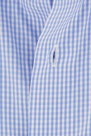 business overhemd Seidensticker Regular lichtblauw geruit synthetisch normale fit 