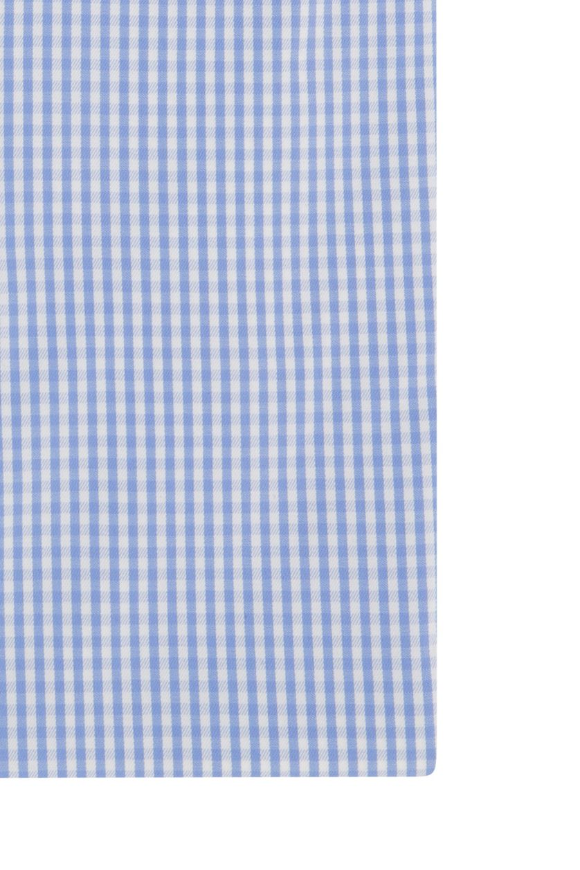 Seidensticker business overhemd Regular lichtblauw geruit synthetisch normale fit