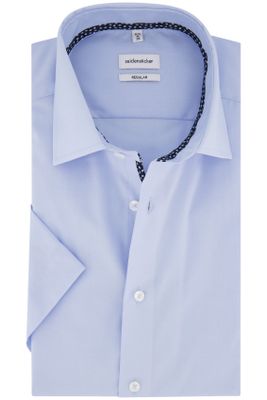 Seidensticker Seidensticker overhemd korte mouw Regular normale fit lichtblauw effen katoen