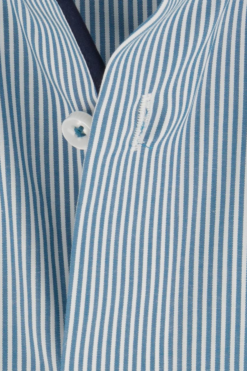 Seidensticker overhemd korte mouw Regular blauw gestreept katoen normale fit