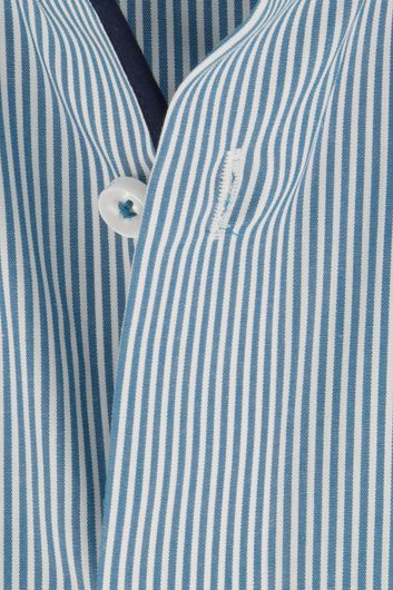 Seidensticker overhemd korte mouw Regular normale fit blauw gestreept katoen