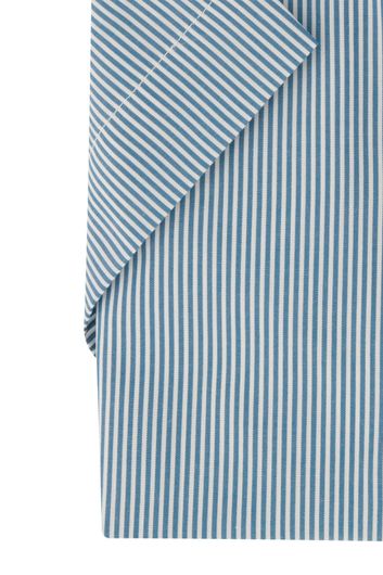overhemd korte mouw Seidensticker Regular blauw gestreept katoen normale fit 
