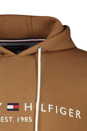 Tommy Hilfiger sweater hoodie bruin geprint katoen