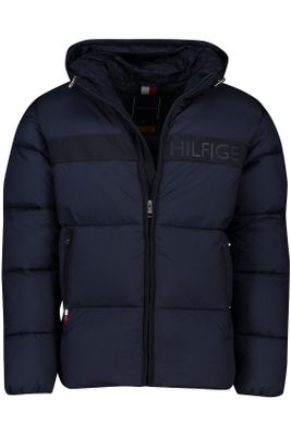 Tommy Hilfiger winterjas Tommy Hilfiger donkerblauw normale fit effen rits