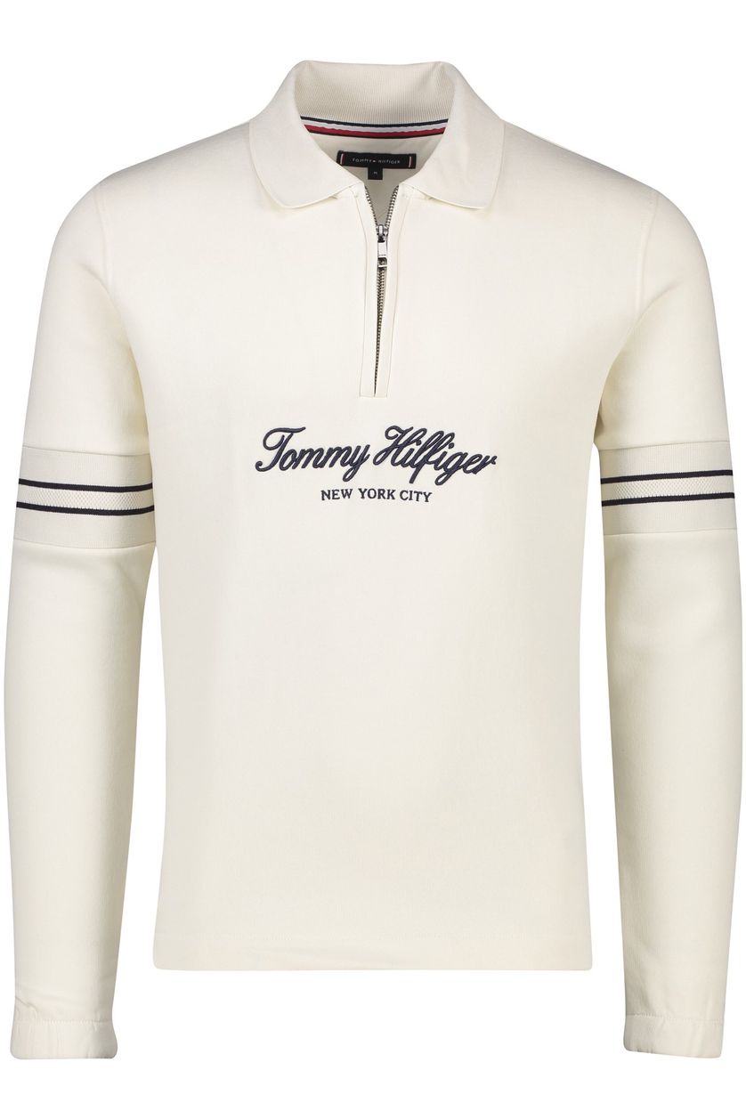 Tommy Hilfiger trui wit geprint katoen rugby kraag 