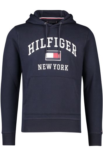 Tommy Hilfiger sweater hoodie blauw geprint katoen