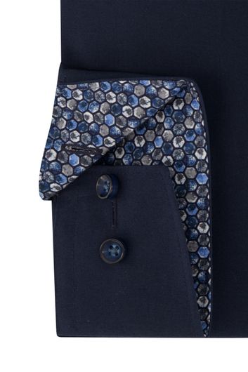 Olymp business overhemd Luxor Comfort Fit wijde fit donkerblauw effen katoen