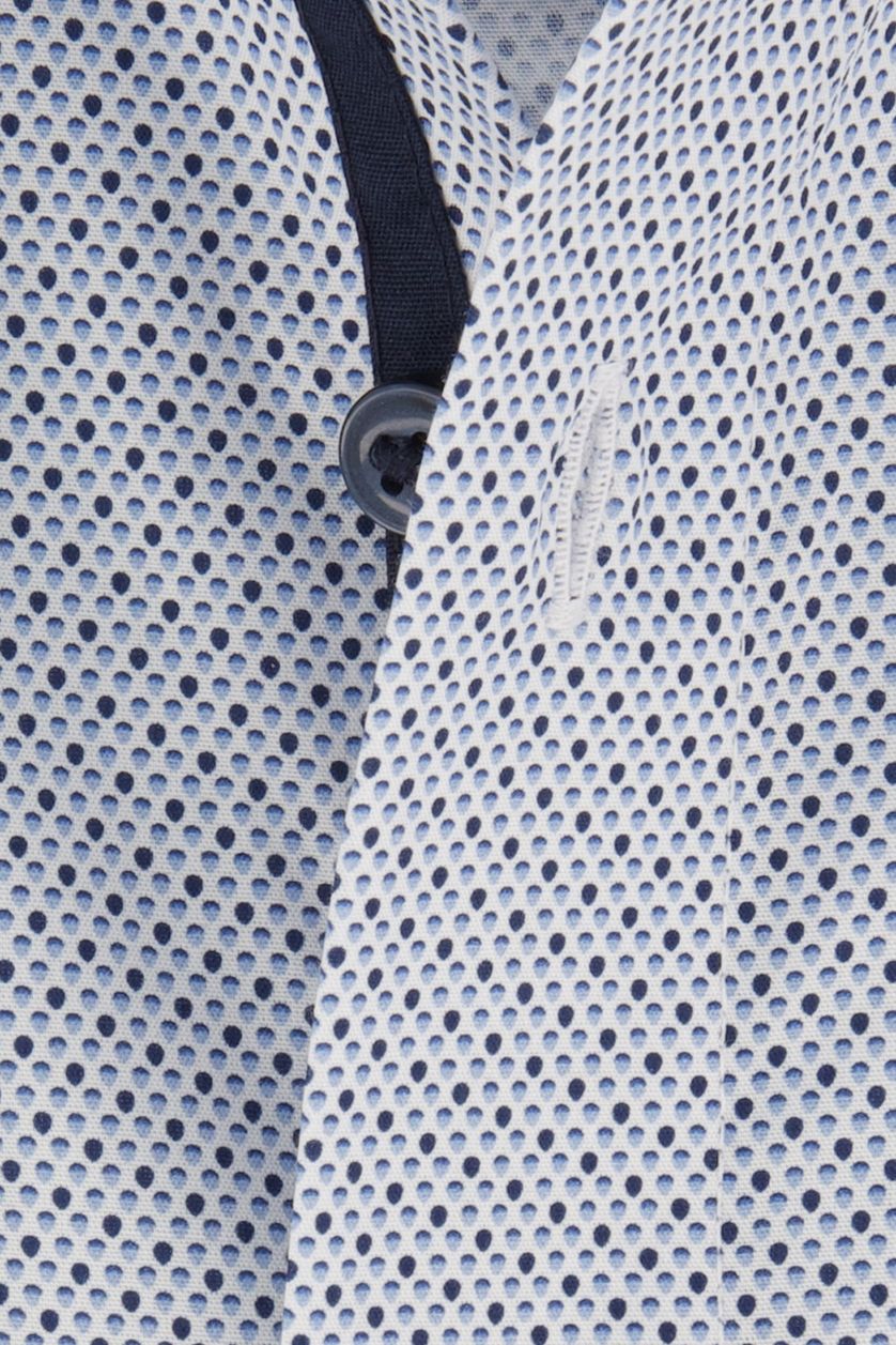 Olymp overhemd korte mouw Luxor Modern Fit lichtblauw stippen print