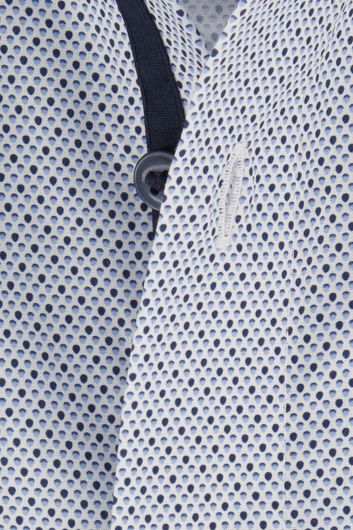 Olymp overhemd korte mouw Luxor Modern Fit normale fit lichtblauw navy geprint katoen