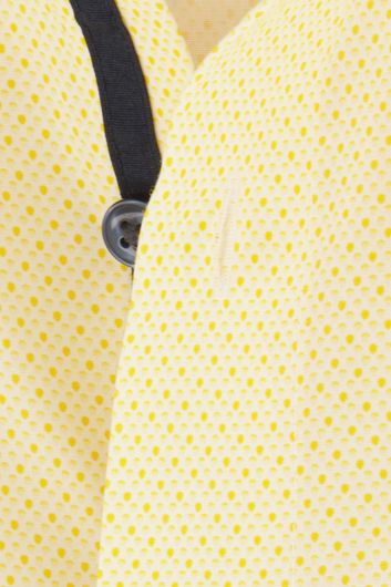 overhemd korte mouw Olymp Luxor Modern Fit geel geprint katoen normale fit 