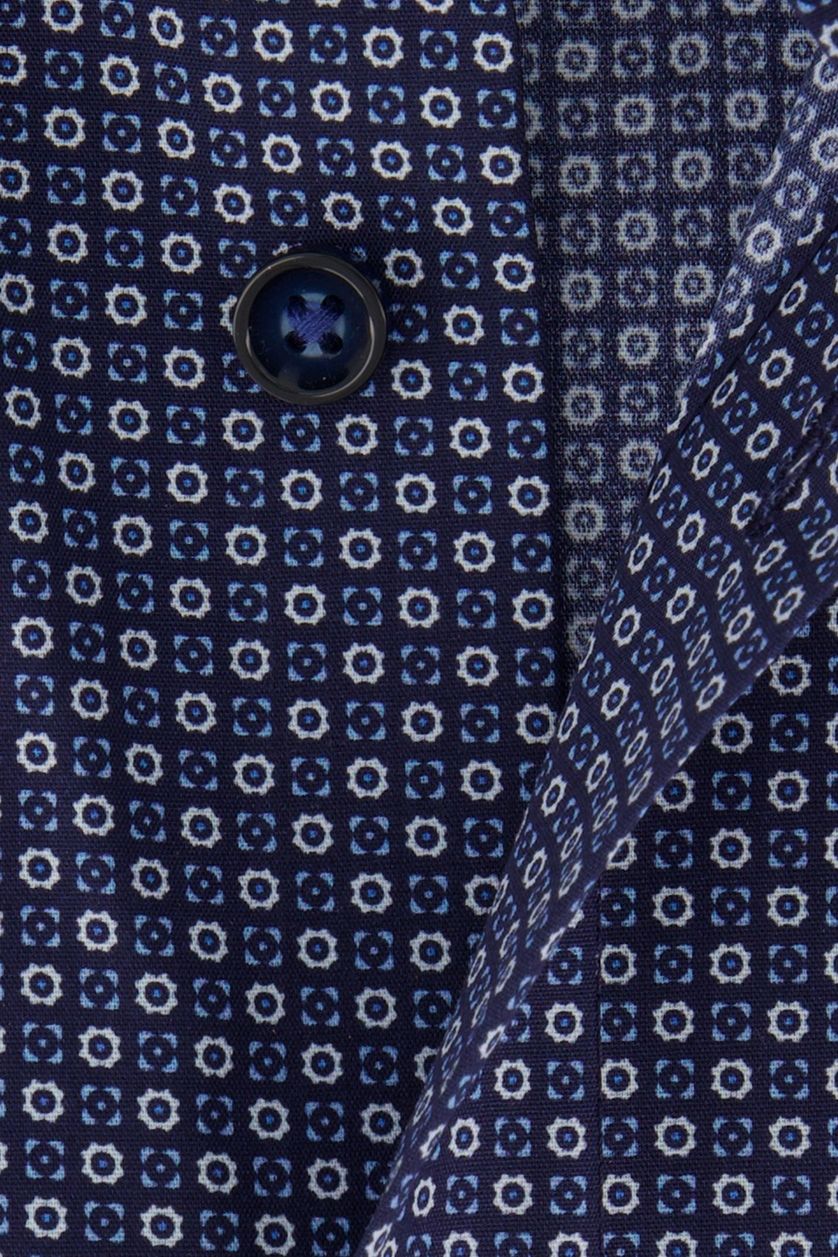 Olymp overhemd normale fit donkerblauw geprint 100% katoen