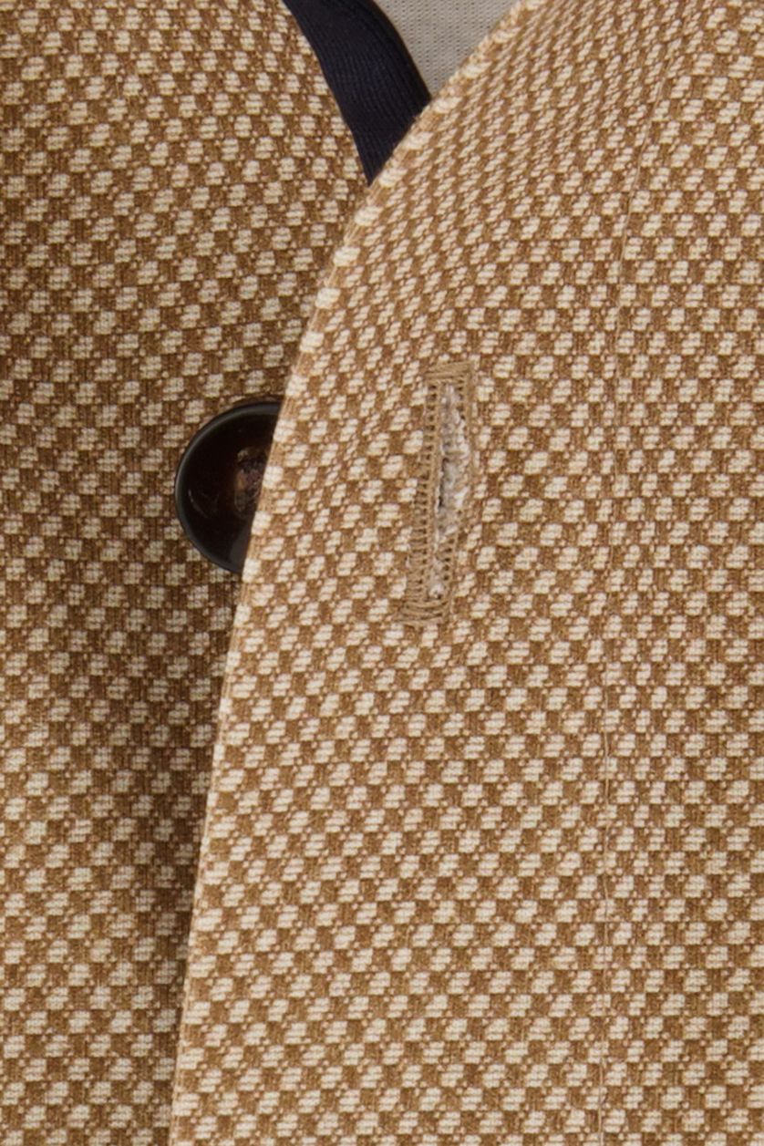 Olymp business overhemd Level Five bruin geprint katoen extra slim fit