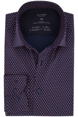 Olymp business overhemd Olymp Level Five donkerblauw geprint  extra slim fit 