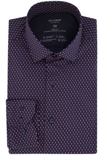 business overhemd Olymp Level Five donkerblauw geprint  extra slim fit 