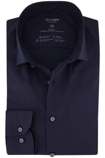 Olymp business overhemd Level Five extra slim fit donkerblauw effen 