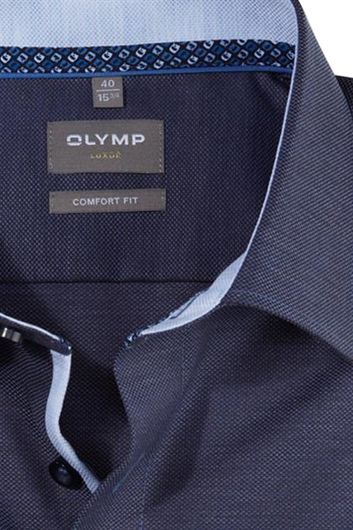 Olymp Luxor business overhemd wijde fit donkerblauw effen katoen