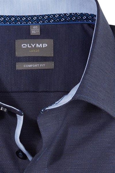 Olymp overhemd Luxor Comfort Fit wijde fit donkerblauw effen katoen
