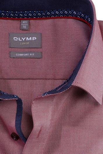 Olymp Luxor overhemd wijde fit donkerroze effen katoen