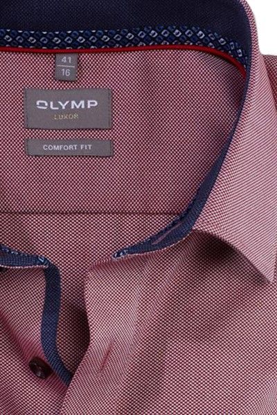 Olymp Luxor overhemd wijde fit roze effen katoen borstzak