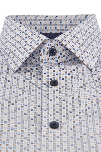 Olymp casual overhemd Luxor Comfort Fit wijde fit blauw geprint katoen 100%