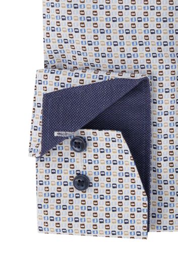 Olymp casual overhemd Luxor Comfort Fit wijde fit blauw geprint katoen 100%